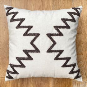 Husa de perna, Anu Organic Woven Punch Pillow Cover, 43x43 cm, Bumbac, Maro