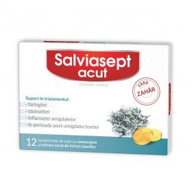 Salviasept Acut, fara zahar, 12 comprimate, Zdrovit