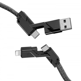 Cablu de Date USB C la C 4 in 1 cu Cablu Nailon Impletit Plan