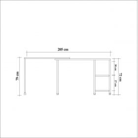 Birou multifunctional Bera, Vella, 125x54.5x79 cm, PAL, natural/negru