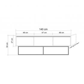 Comoda TV Milo, Sapphire, 140x40x50 cm, maro/negru