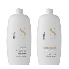 Pachet Stralucire pentru Par Normal Alfaparf Milano Semi Di Lino Diamond Illuminating: Sampon 1000 ml + Balsam 1000 ml