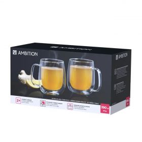Set 2 cani termorezistente Mia, Ambition, 390 ml, sticla termorezistenta