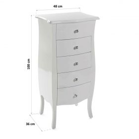 Comoda cu 5 sertare Cagliari White, Versa, 48x36x100 cm, lemn de brad