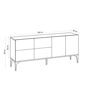 Consola, Emerald, Laika, 180 x 80 x 40 cm, pal melaminat, stejar