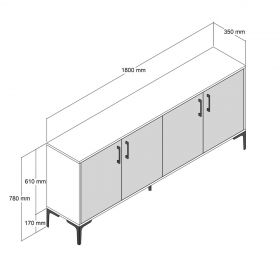 Consola, Hommy Craft, Kiev, 180 x 78 x 35 cm, pal melaminat, nuc/alb