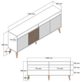 Consola, Hommy Craft, Milan 160, 160 x 78 x 35 cm, pal melaminat, nuc/alb