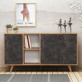 Consola, Mod Design, Planky, 140 x 86 x 40 cm, pal melaminat, stejar/gri