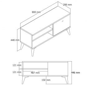 Comoda TV, Mezza, Retro 1552, 90 x 44.6 x 29.5 cm, pal melaminat, stejar