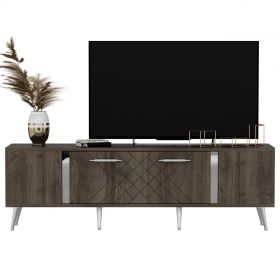 Comoda TV, Olivia, Detas, 150 x 48.2 x 35 cm, pal melaminat, nuc/argintiu