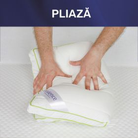 Perna 50x70 cm, Essience Premium Collection, husa satin bambus; umplutura fulgi memory si nanofibra extrafina; suport orto-cervical
