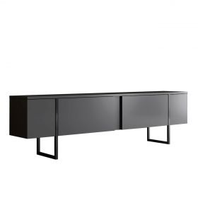 Comoda TV, Bexley, Luxe, 180x30x50 cm, Antracit / Negru