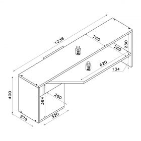 Comoda TV, Lagomood, Vega, 123.6x40x27.8 cm, Stejar alb