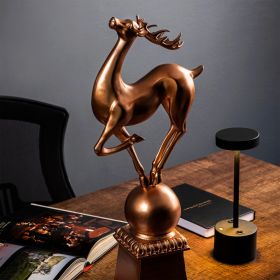 Decoratiune, Deer Pose, 15x57x21 cm, Poliester, Bronz