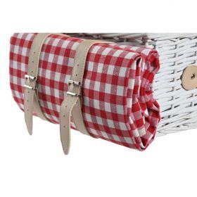 Cos de picnic pentru 4 persoane, DKD Home Decor, 40 x 28 x 20 cm, rachita, rosu/alb