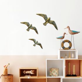 Decoratiune de perete, Flying Seagulls, Poliester, Auriu