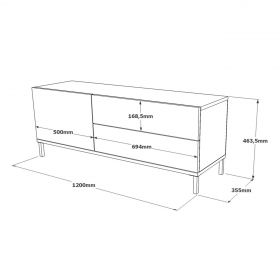 Comoda TV, Yardley, LV5, PAL, Argintiu / Negru