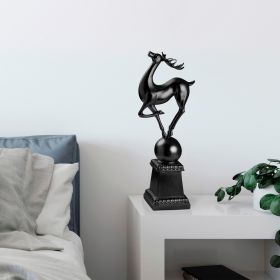 Decoratiune, Deer Pose, 15x57x21 cm, Poliester, Negru