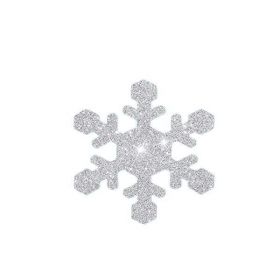 Set stickere decorative Craciun, fulgi argintii, 16 bucati, 4x4 cm