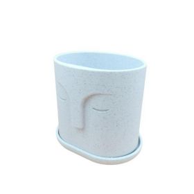 Ghiveci printat 3D din material biodegradabil, cu orificii pentru drenaj si tava inclusa,100x80x100 mm