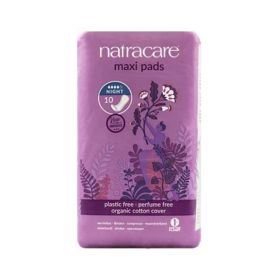 Absorbante de Noapte Fara Aripioare Maxi Pads Natracare, 4 picaturi, 10 buc