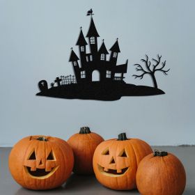 Decoratiune de perete, Halloween 1, Metal, Dimensiune: 70 x 48 cm, Negru