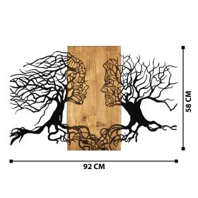 Decoratiune de perete, Tutku, lemn/metal, 92 x 58 cm, negru/maro