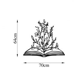 Decoratiune de perete, Flower In Book , Metal, Dimensiune: 70 x 64 cm, Negru