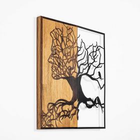 Decoratiune de perete, Tree Man, 50% lemn/50% metal, Dimensiune: 49 x 3 x 58 cm, Nuc negru