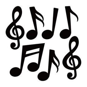 Set stickere decorative, Note muzicale, Negru, 40 buc, 8 note diferite