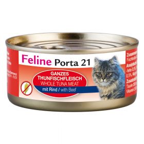 24x156g Ton cu vită Feline Porta 21 hrană umedă pentru pisici