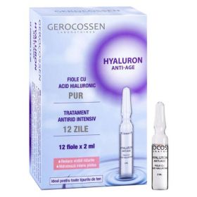 Fiole cu Acid Hialuronic Pur - Hyaluron Anti-age, Gerocossen Laboratoires, 12 fiole x 2 ml