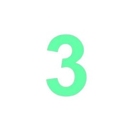 Sticker decorativ, Cifre autoadezive, Cifra 3, inaltime 15 cm, verde fluorescent