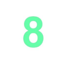 Sticker decorativ, Cifre autoadezive, Cifra 8, inaltime 10 cm, verde fluorescent