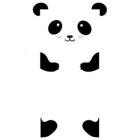 Sticker decorativ usa Ursuletul Panda, negru, 96 x 85 cm
