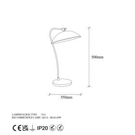 Lampa de masa, Fulgor, 942FLG1819, Metal, Negru/Auriu