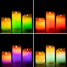 Set 3 lumanari LED multicolore cu efect de flacara cu telecomanda Lendles, InnovaGoods, Ø7.5 x 10 cm, bej