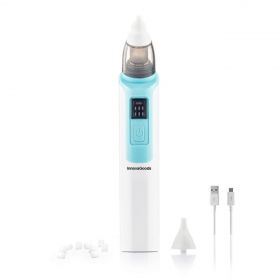 Aspirator nazal reincarcabil pentru bebelusi Nizi InnovaGoods, 19.4 x 4.5 x 3.7 cm, alb/albastru