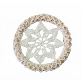 Steluta alba crosetata decorativa pentru bradul de Craciun 11 cm