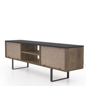 Comoda TV, Minima, Paulo, 160 x 50.2 x 35 cm, pal melaminat, nuc/negru