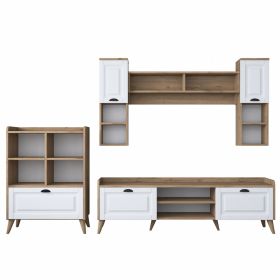 Mobilier living, Wren, AA101 - 2554, 3 corpuri, pal melaminat, alb/nuc