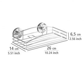 Polita pentru baie, Wenko, Vacuum-Loc®, 26 x 6.5 x 14 cm, inox