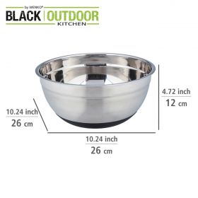 Bol cu baza antiderapanta, Wenko, Aru, 4 L, 26 x 26 x 12 cm, inox/silicon