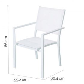Scaun pentru gradina Thais, 55.2 x 60.4 x 86 cm, aluminiu, alb