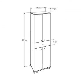 Dulap multifunctional, Adore, ADR-441-PP-1, 60x187x40 cm, PAL, Alb