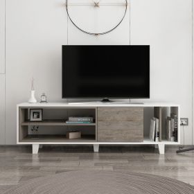 Comoda TV, Colman, Rosmar, 160x35x48.6 cm, Alb / Wenge