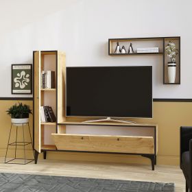 Comoda TV, Emerald, Pera, 118x49x32 cm, Stejar safir / negru