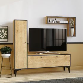 Comoda TV, Emerald, Pera, 118x49x32 cm, Stejar safir / negru