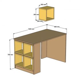 Birou, Hommy Craft, Box, 120x75x65 cm, Alb / Galben