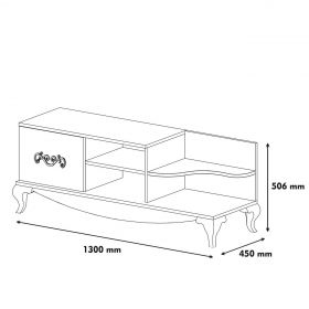 Comoda TV, Hommy Craft, Sultan, 130x50.6x45 cm, Nuc/Alb